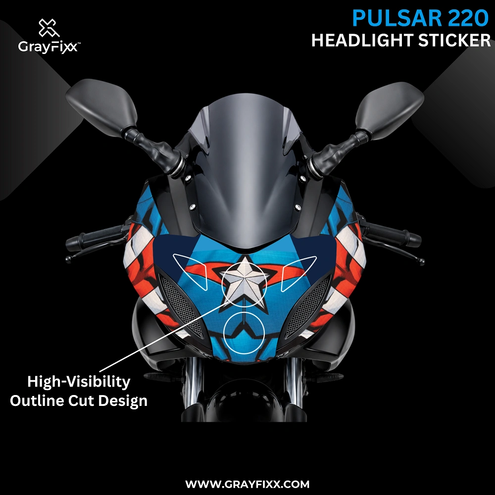 Pulsar 220 Headlight Sticker | Made in Premium Gloss Vinyl with FPF (Fade Protection Film), Waterproof, Precut Sticker, Pack of 1