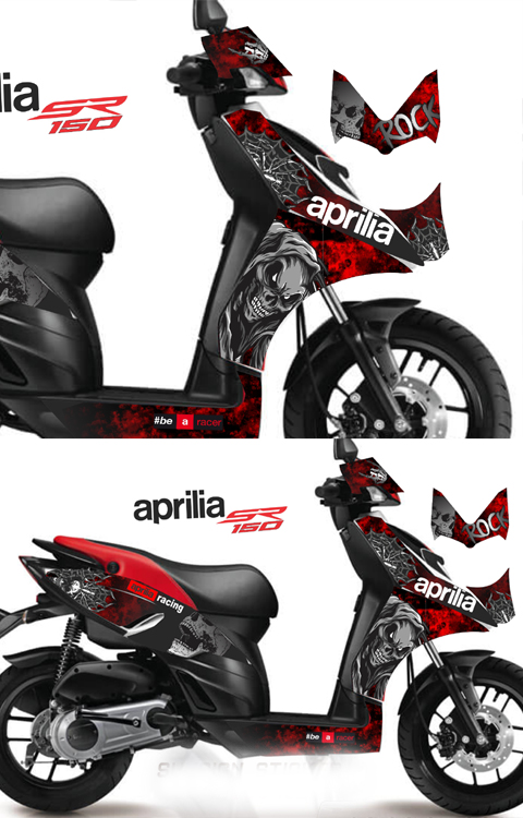 Aprilia SR150 Skull Sticker | Aprilia SR150 Graphics