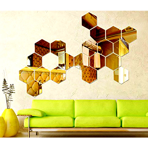 2D Gold Acrylic Mirror Design For Wall Decoration 4*4 Sqr ft.