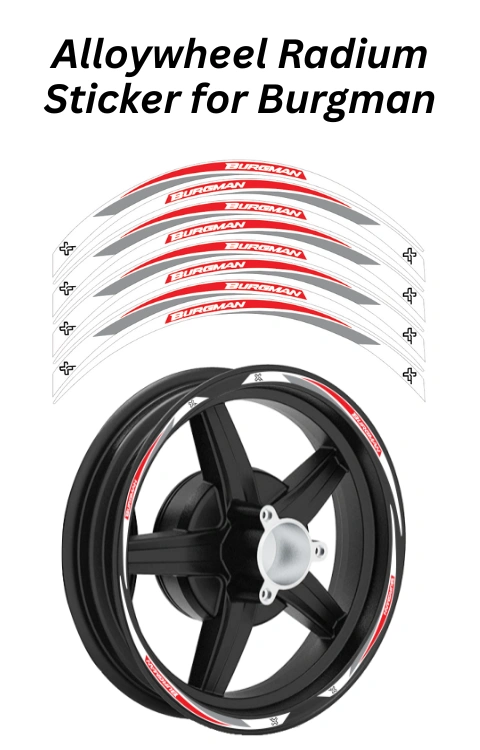 Alloy Wheel Radium Sticker for Burgman 125 | Printed in Premium Radium ...