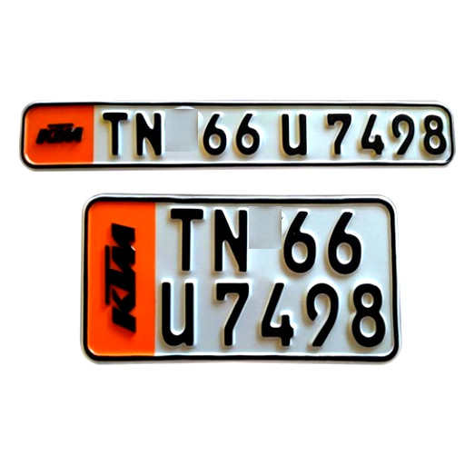 KTM IND Punched Number Plate - The stickers